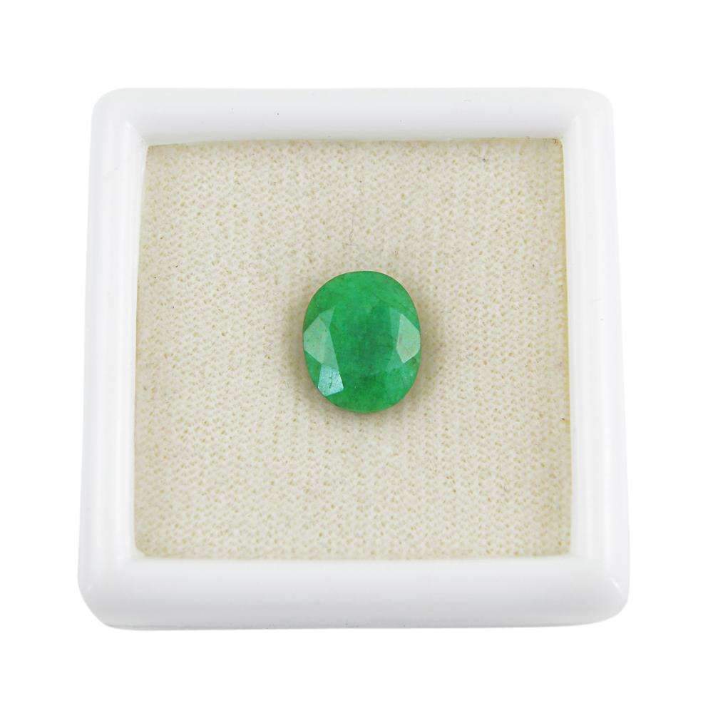 gemsmore:Green Emerald Gemstone Earth Mined Faceted Oval Shape