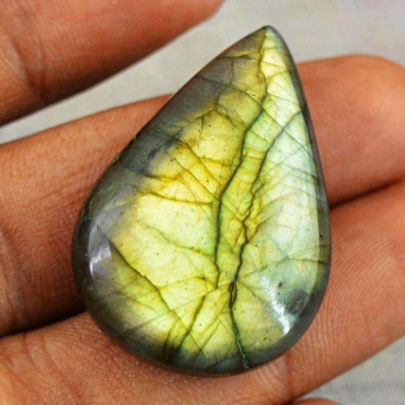 gemsmore:Green Flash Labradorite Gemstone Natural Pear Shape