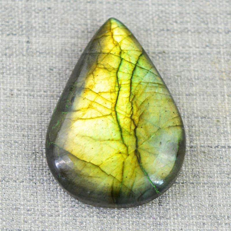 gemsmore:Green Flash Labradorite Gemstone Natural Pear Shape