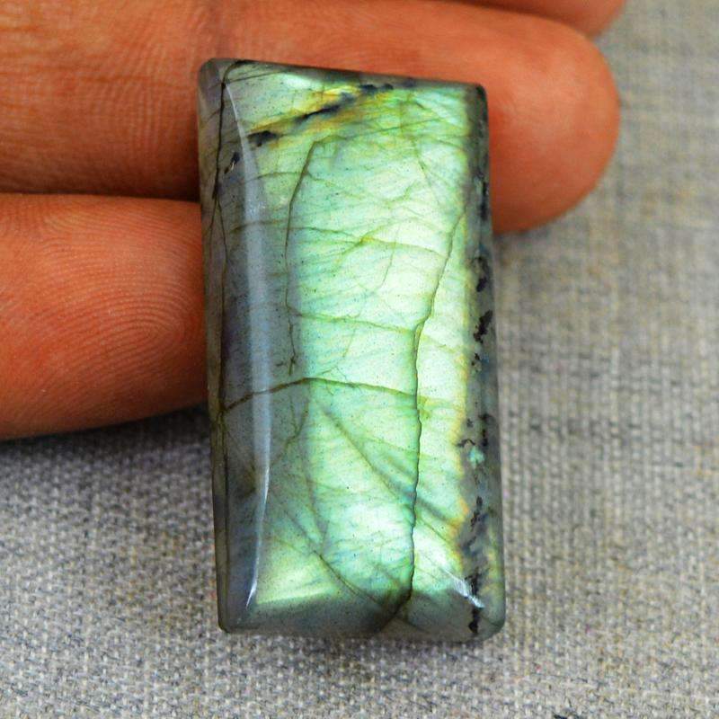 gemsmore:Green Flash Labradorite Gemstone Natural Rectangular Shape