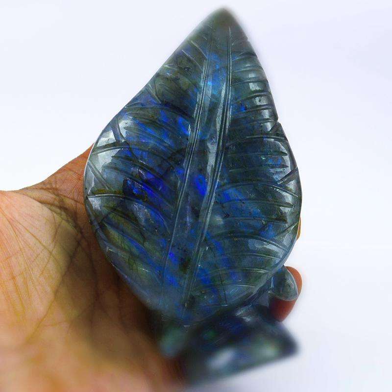 gemsmore:Green Flash Labradorite Hand Carved Buddha Head