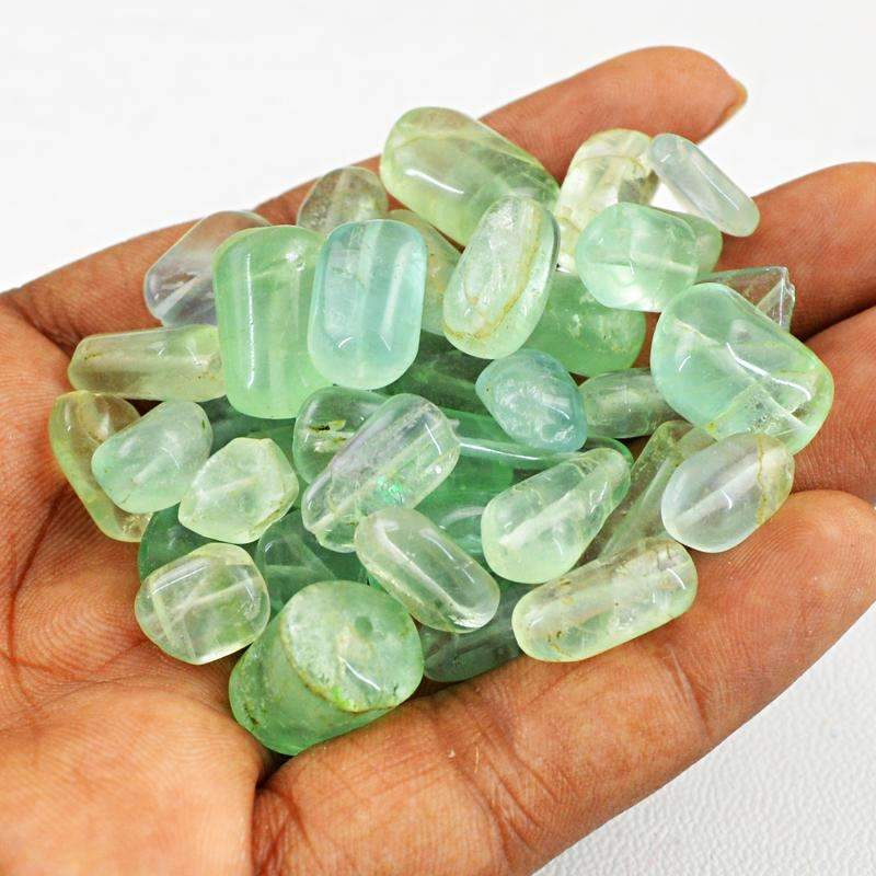 gemsmore:Green Fluorite Beads Lot - Natural Drilled