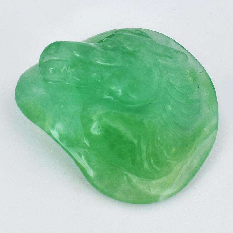 gemsmore:Green Fluorite Carved Horse Head Engraved Gem