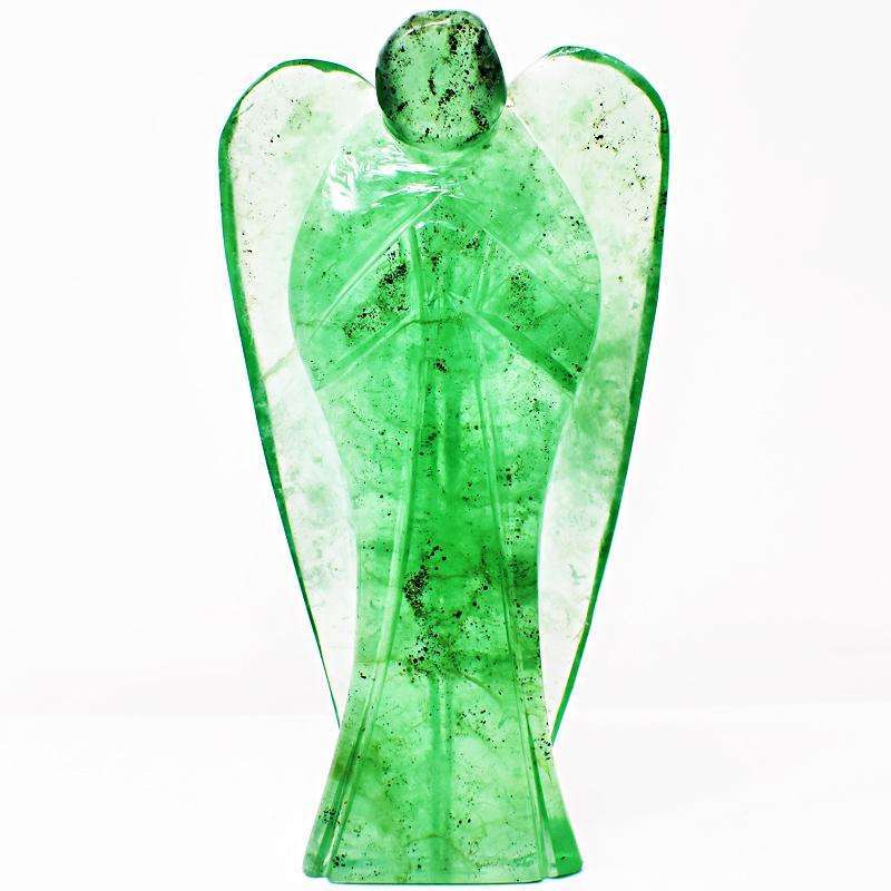 gemsmore:Green Fluorite Detailed Hand Carved Big Healing Angel