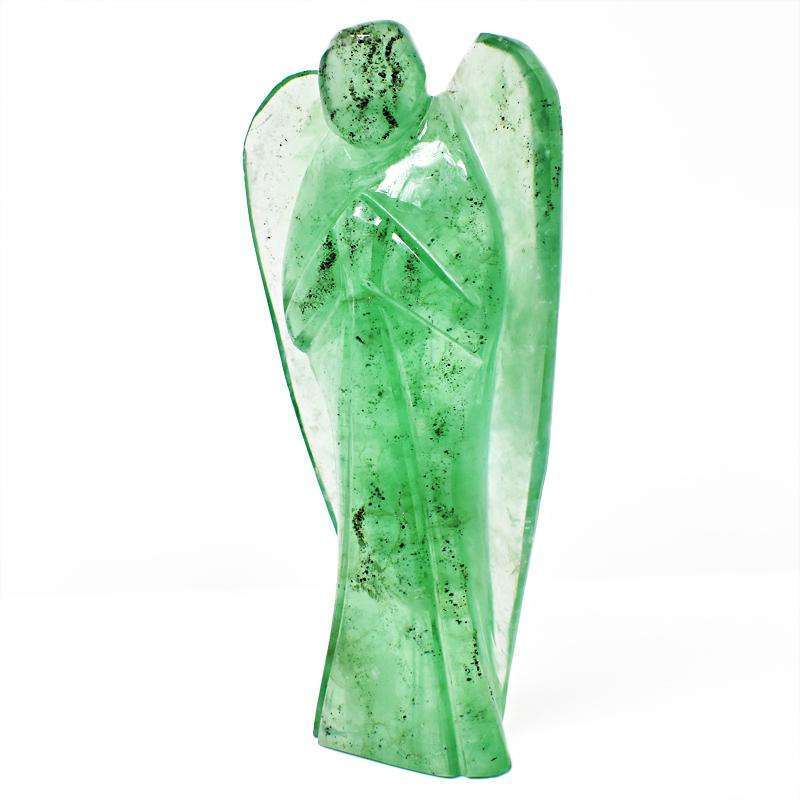 gemsmore:Green Fluorite Detailed Hand Carved Big Healing Angel