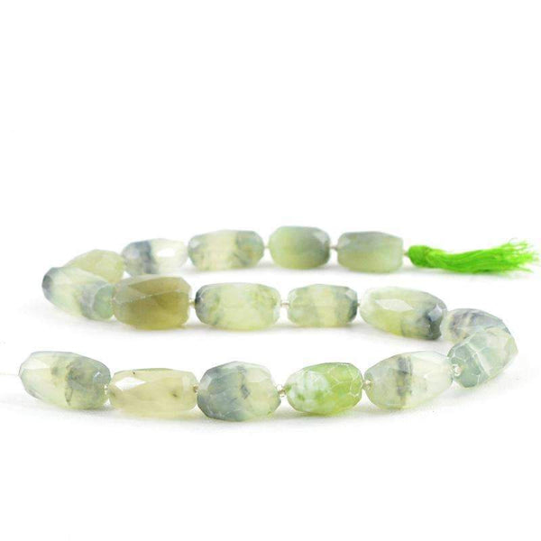 gemsmore:Green Fluorite Drilled Beads Strand Natural Faceted