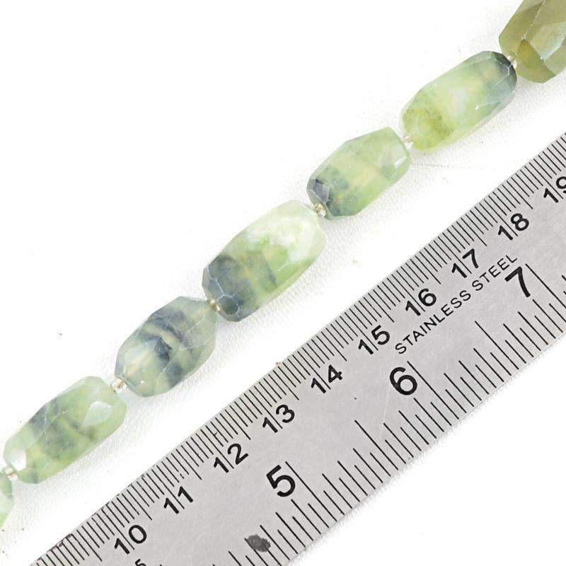 gemsmore:Green Fluorite Drilled Beads Strand Natural Faceted