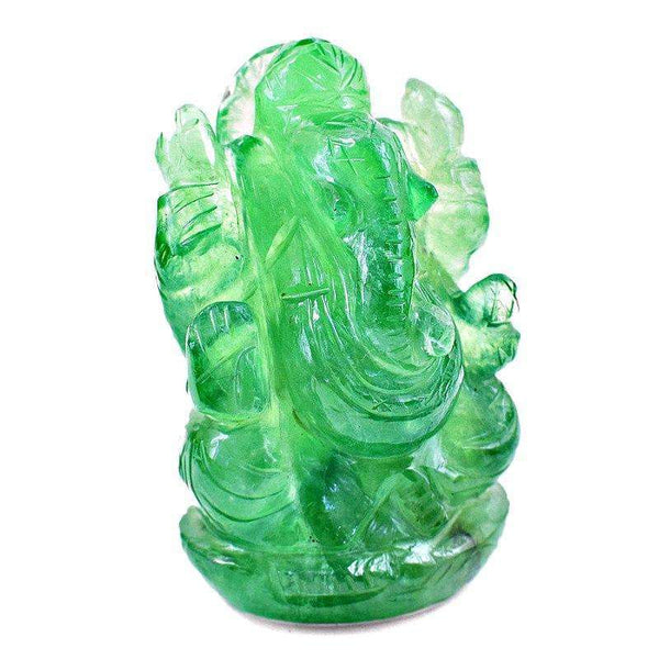 gemsmore:Green Fluorite Hand Carved Lord Ganesha Idol