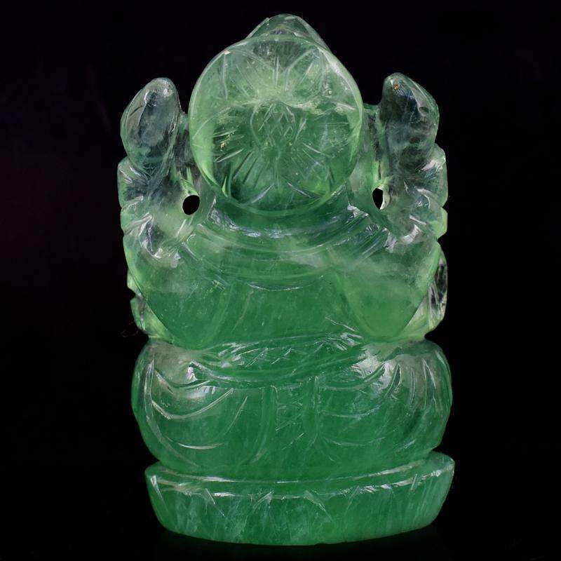 gemsmore:Green Fluorite Hand Carved Lord Ganesha Idol