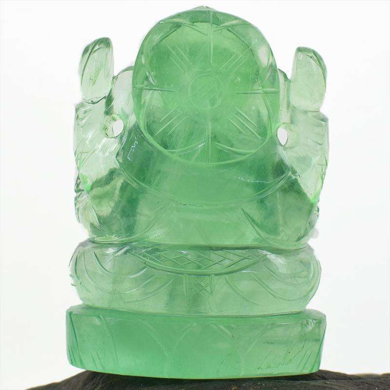 gemsmore:Green Fluorite Hand Carved Lord Ganesha Idol