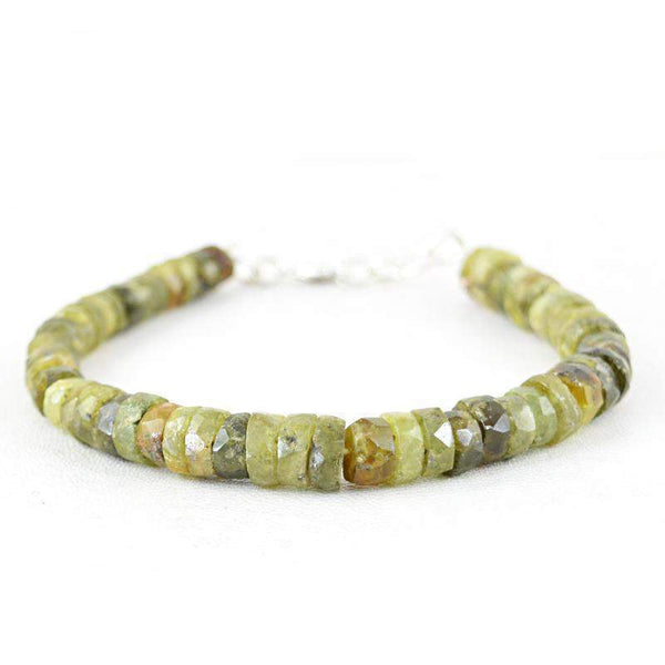 gemsmore:Green Garnet Bracelet Natural Faceted Round Shape Beads