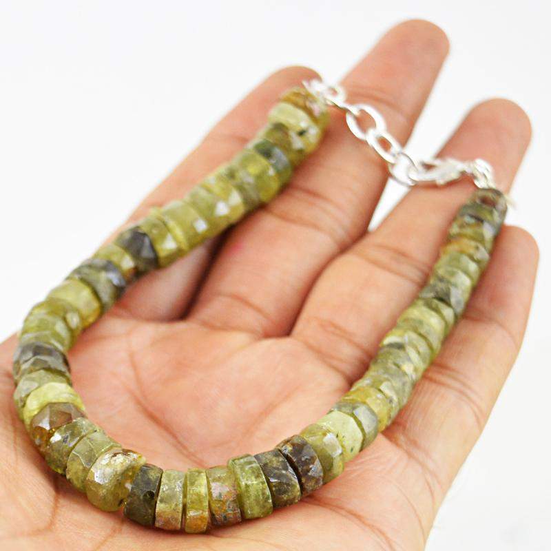 gemsmore:Green Garnet Bracelet Natural Faceted Round Shape Beads