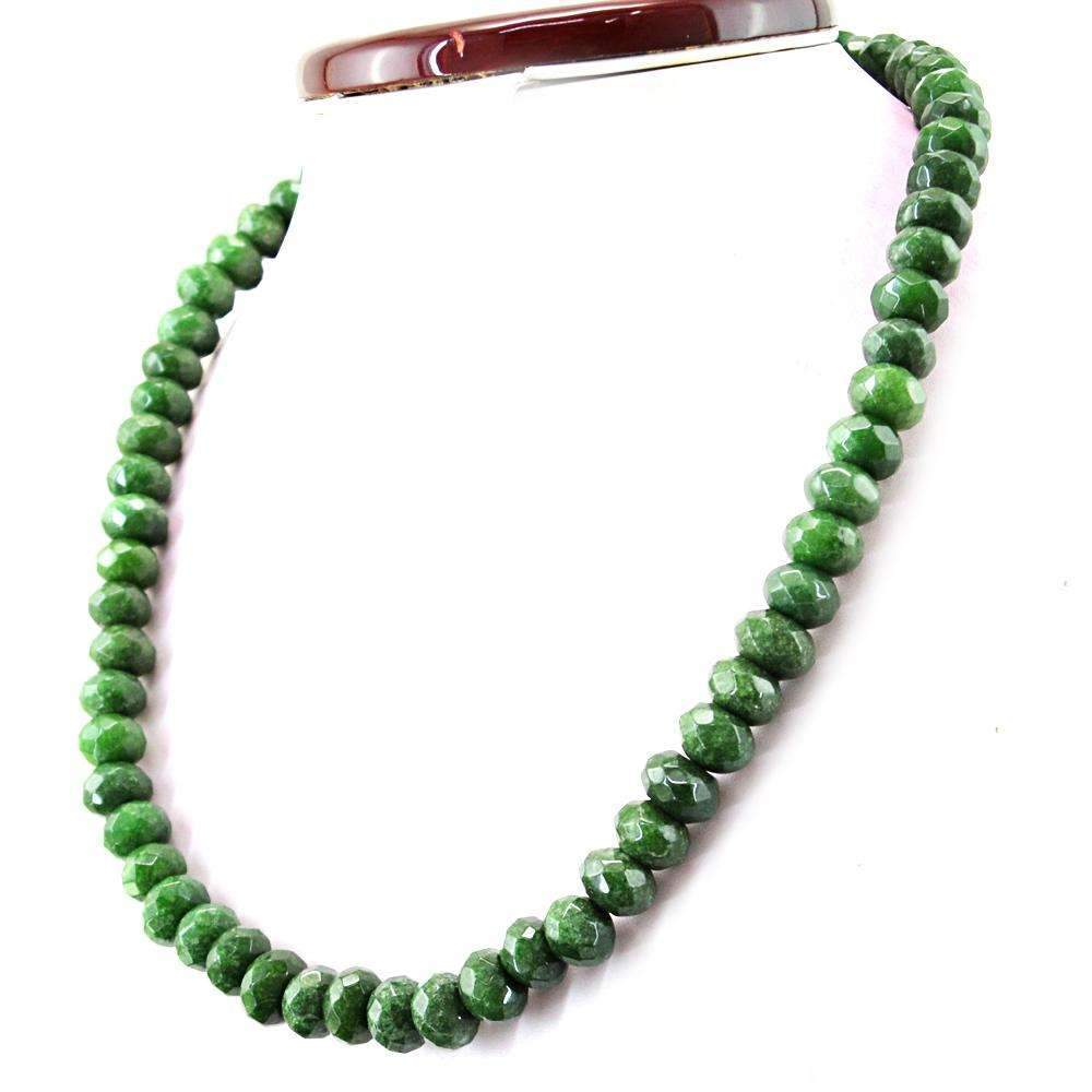 gemsmore:Green Garnet Necklace Natural 20 Inches Long Faceted Round Shape Beads