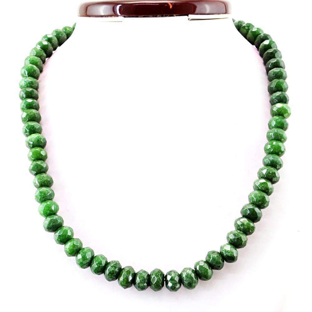 gemsmore:Green Garnet Necklace Natural 20 Inches Long Faceted Round Shape Beads