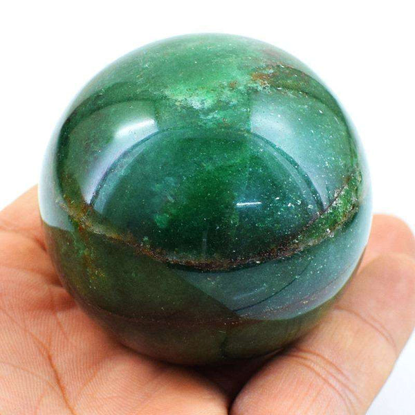 gemsmore:Green Jade Artisian Carved Healing Sphere (Ball)