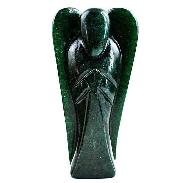 gemsmore:Green Jade Carved Crystal Healing Angel - Museum Size