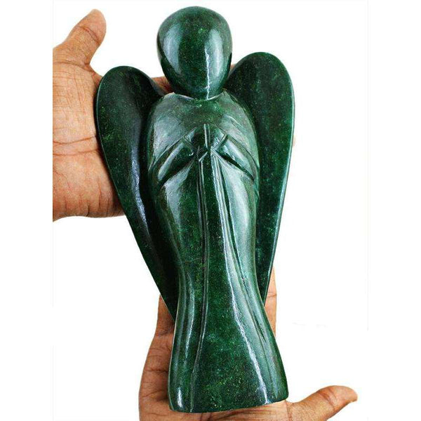 gemsmore:Green Jade Carved Huge Museum Size Reiki Healing Angel