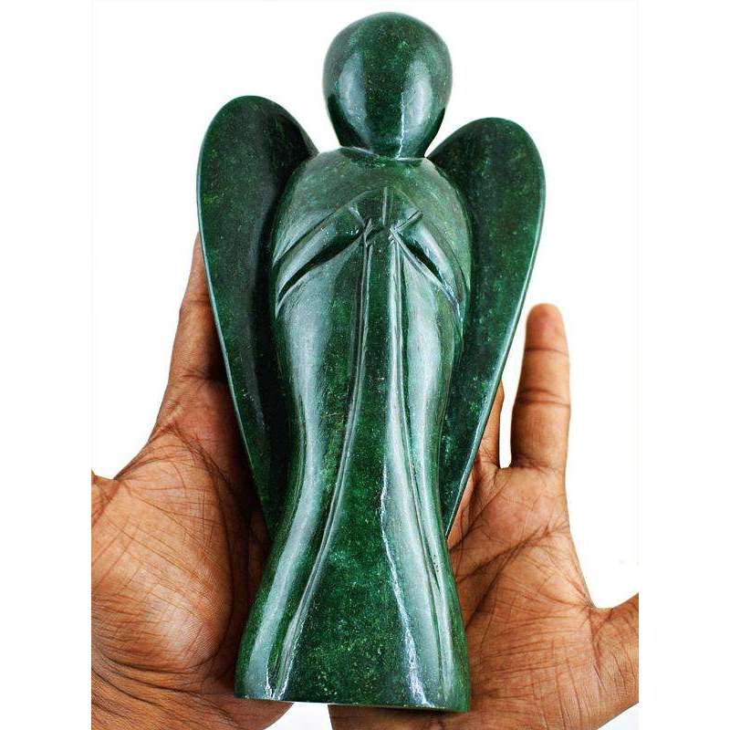 gemsmore:Green Jade Carved Huge Museum Size Reiki Healing Angel
