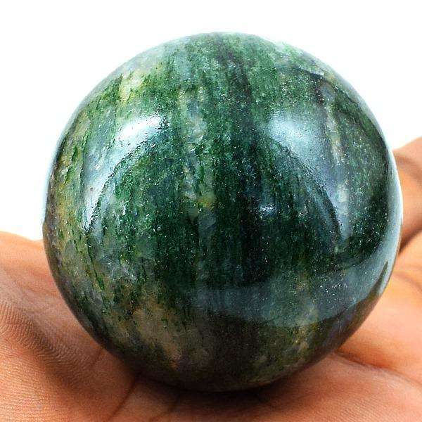 gemsmore:Green Jade Carved Reiki Healing Sphere