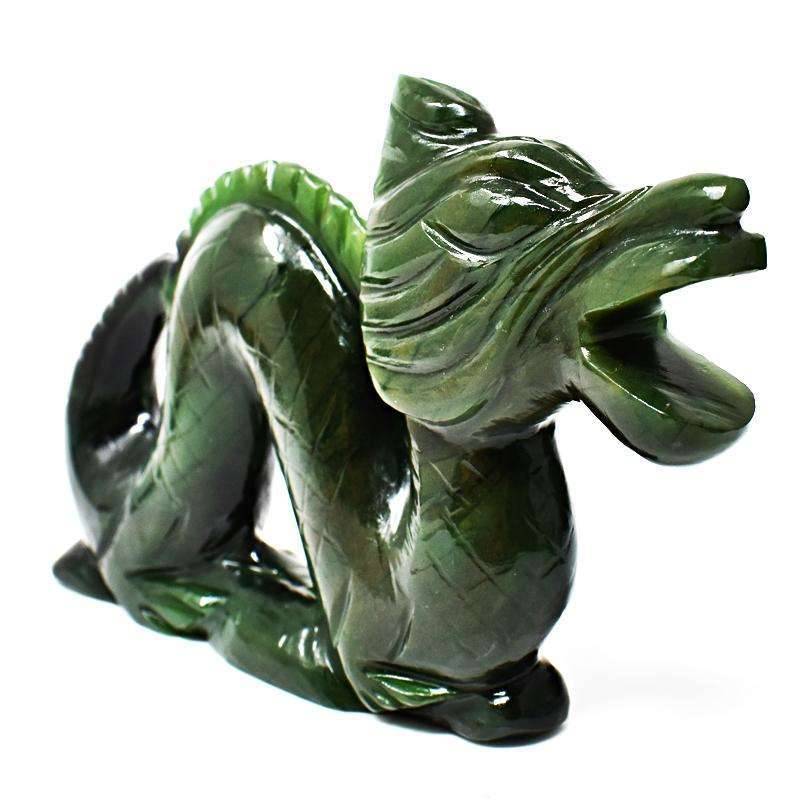 gemsmore:Green Jade Detaitled Hand Carved Dragon