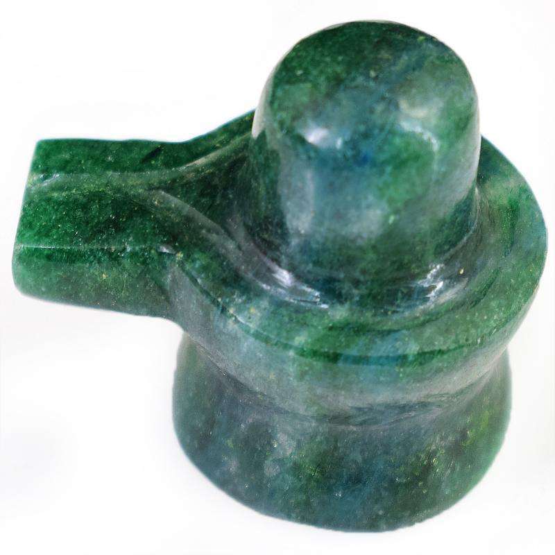 gemsmore:Green Jade Gemstone Carved Lord Shiva Shivling