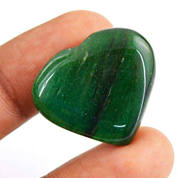 gemsmore:Green Jade Gemstone Natural Carved Heart Shape