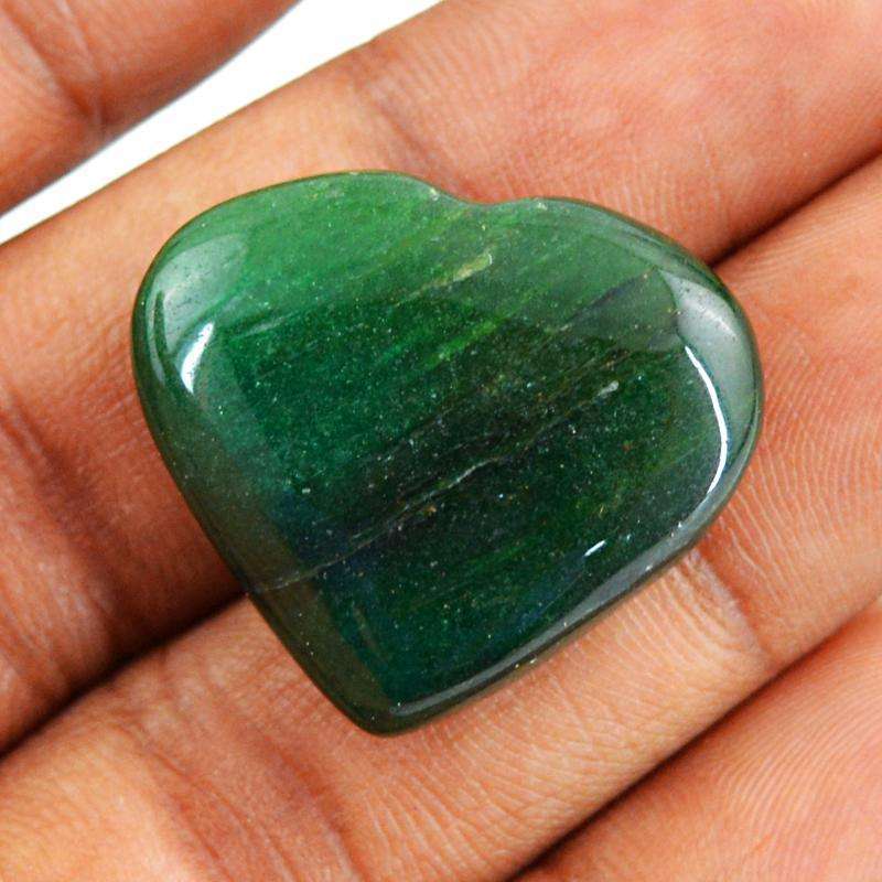 gemsmore:Green Jade Gemstone Natural Carved Heart Shape