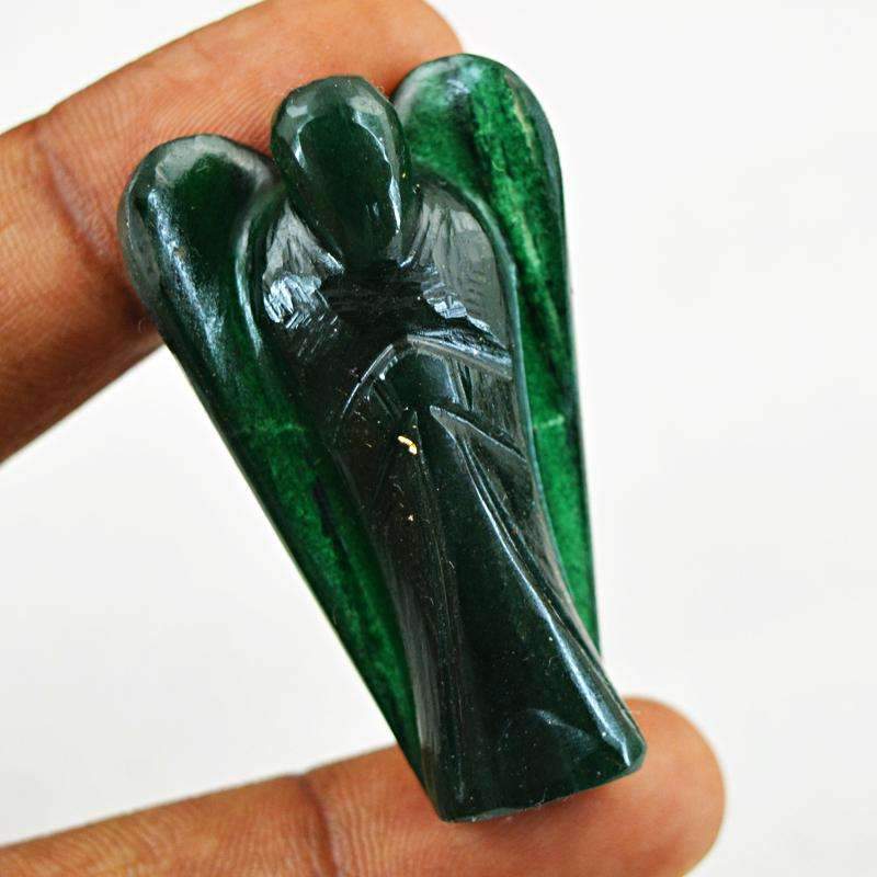 gemsmore:Green Jade Healing Angel Gemstone Natural Carved