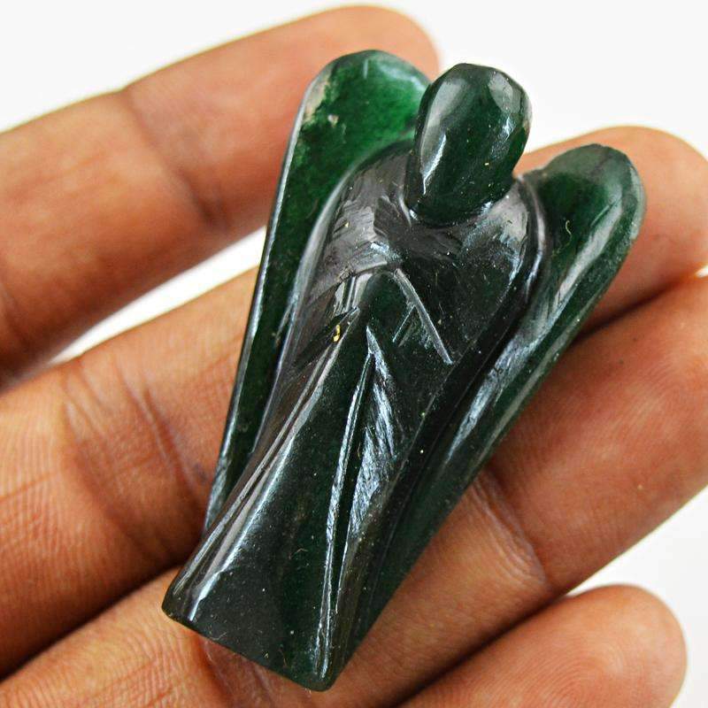 gemsmore:Green Jade Healing Angel Gemstone Natural Carved