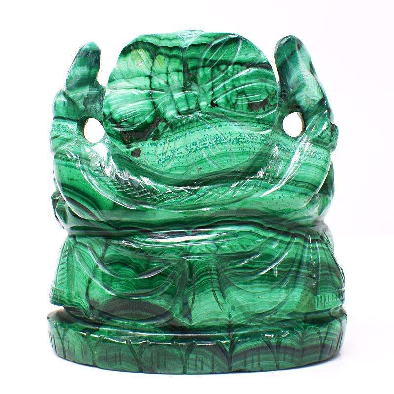 gemsmore:Green Malachite Craftsmen Carved Lord Ganesha Idol
