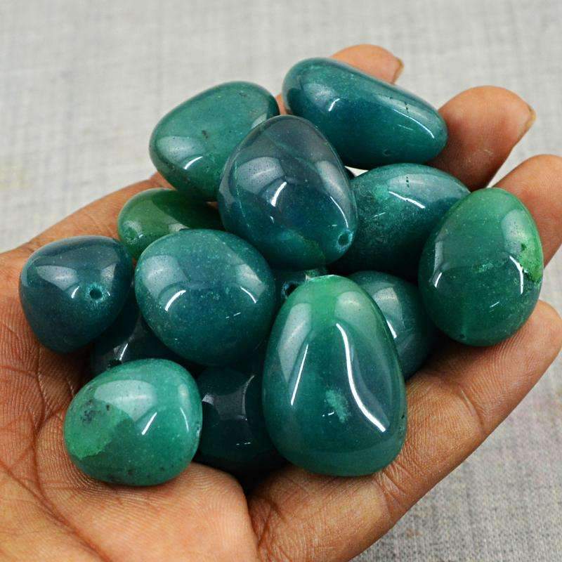 gemsmore:Green Onyx Beads Lot - Natural Untreated Drilled
