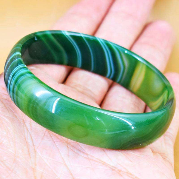 gemsmore:Green Onyx Carved Bangle - Fashion Jewellery