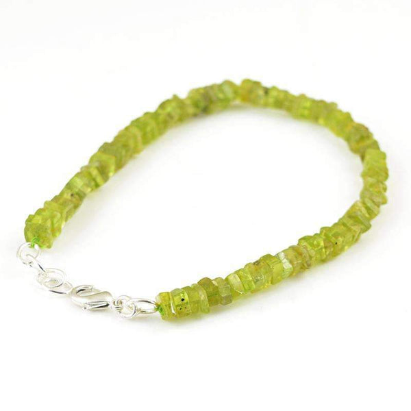 gemsmore:Green Peridot Beads Bracelet Natural Untreated
