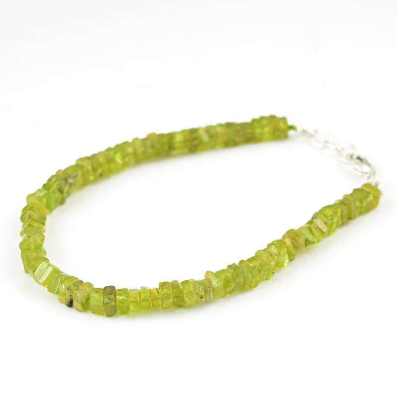 gemsmore:Green Peridot Beads Bracelet Natural Untreated