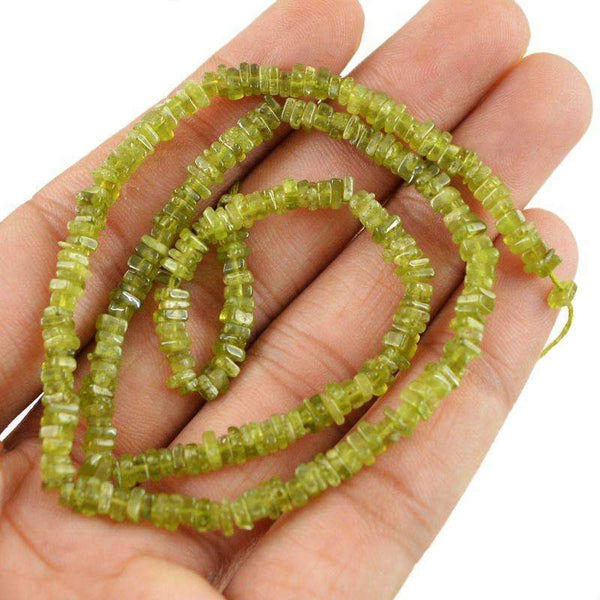 gemsmore:Green Peridot Beads Strand - Natural Drilled