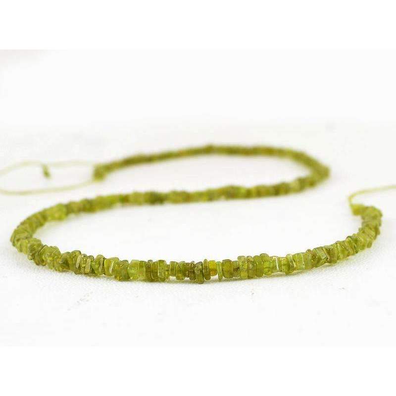 gemsmore:Green Peridot Beads Strand - Natural Drilled