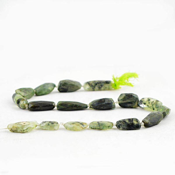 gemsmore:Green Phrenite Beads Strand Natural Faceted Drilled