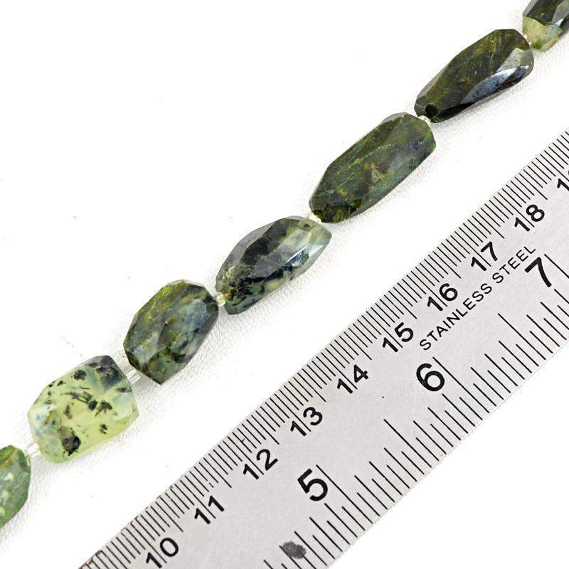 gemsmore:Green Phrenite Beads Strand Natural Faceted Drilled