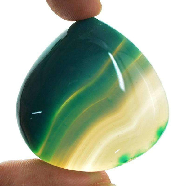 gemsmore:Green Striped Onyx Gemstone Natural Pear Shape