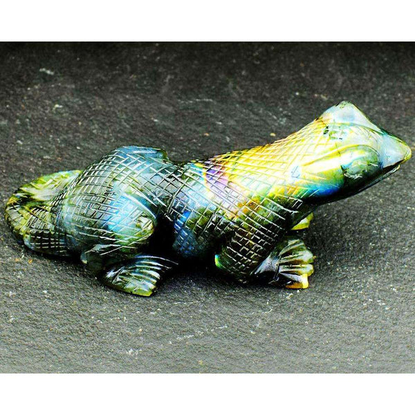 gemsmore:Hand Carved Amazing Flash Labradorite Kamodo Dragon