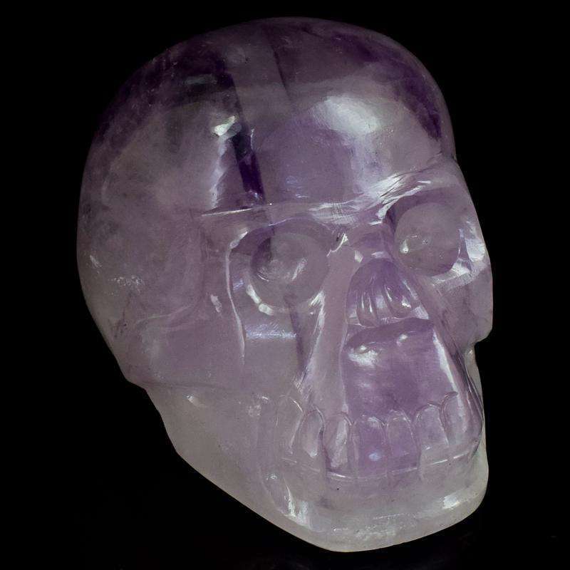 gemsmore:Hand Carved Bi-Color Amethyst Human Skull