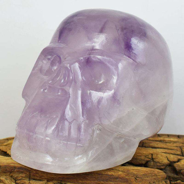 gemsmore:Hand Carved Bi-Color Amethyst Human Skull