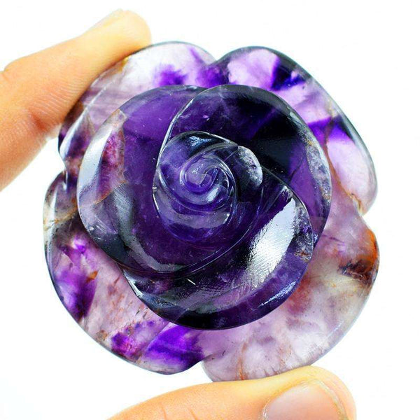 gemsmore:Hand Carved Bi-Color Amethyst Rose Carving - Genuine