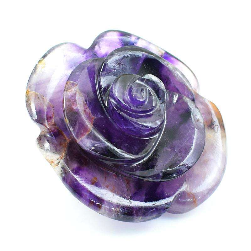 gemsmore:Hand Carved Bi-Color Amethyst Rose Carving - Genuine