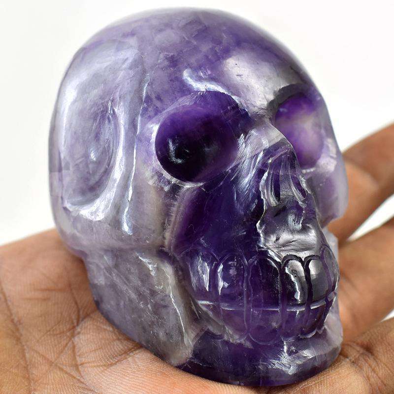 gemsmore:Hand Carved Bi-Color Amethyst Skull Gemstone