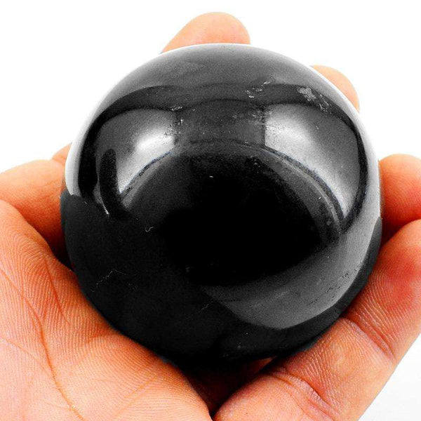 gemsmore:Hand Carved Black Spinel Crystal Reiki Healing Ball