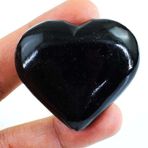 gemsmore:Hand Carved Black Spinel Heart Shape Cabochon