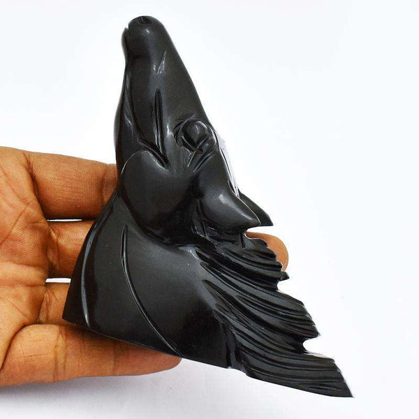 gemsmore:Hand Carved Black Spinel Horse Head