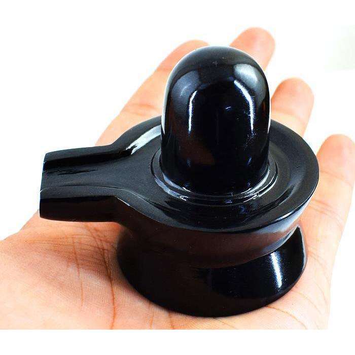 gemsmore:Hand Carved Black Spinel Lord Shiva Shivling