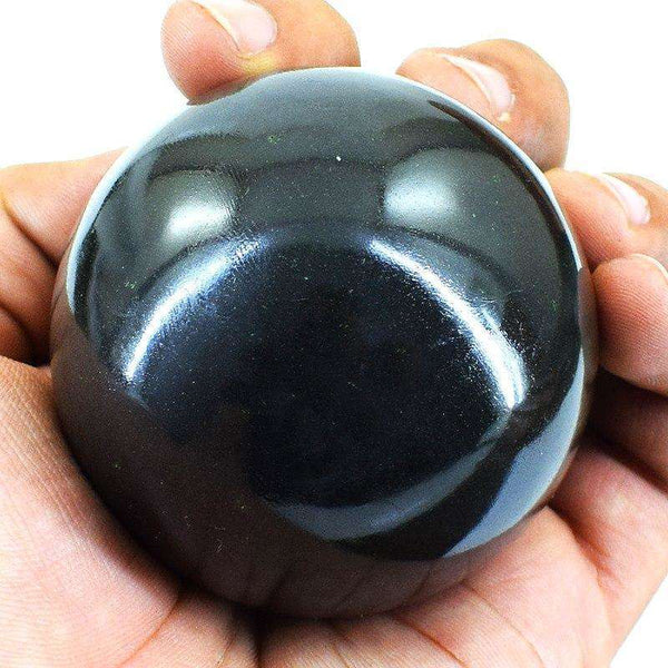 gemsmore:Hand Carved Black Spinel Reiki Healing Ball